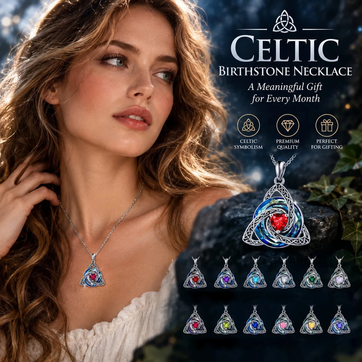 🎁Birthstone Celtic Knot Necklace for Women