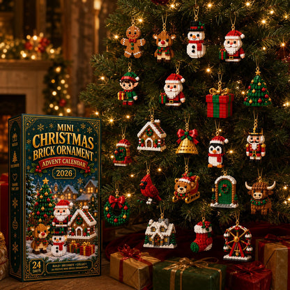 ⏳Early Bird Sale – 🎄 24-Day Mini Christmas Ornament Advent Calendar | 24 unique festive buildable designs with hanging loops—perfect for decorating Christmas trees, wreaths, and holiday displays 🧱
