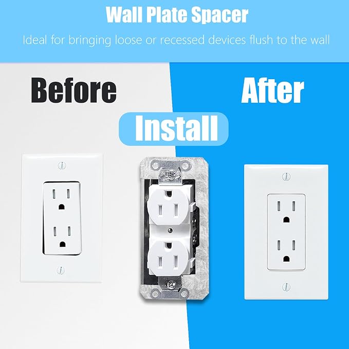 🔥Last Day 50% OFF-Wall Plate Spacers (Metal) – For Wall Outlet Repair and Securing Loose Outlets